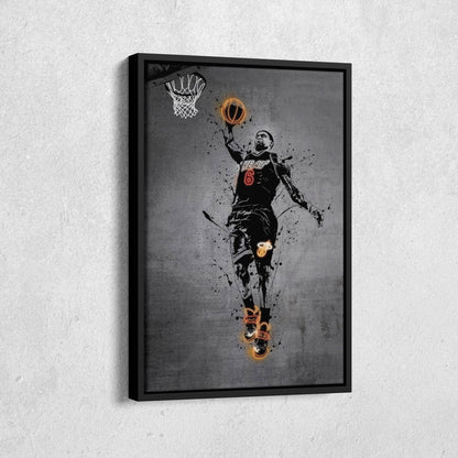 Lebron James Neon Canvas Art | Modern Wall Decor for Heat Fans