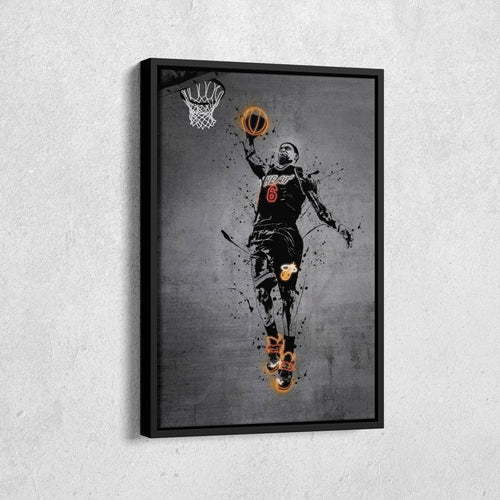 Lebron James Neon Canvas Art | Modern Wall Decor for Heat Fans