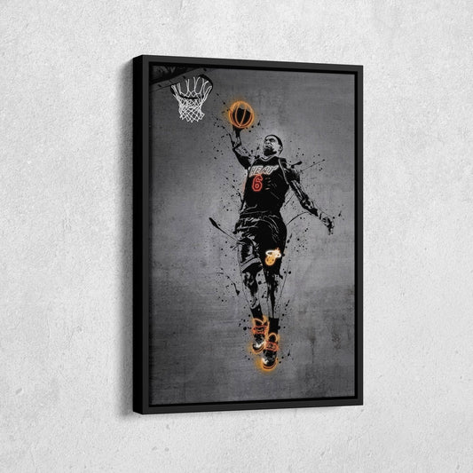 Lebron James Neon Canvas Art | Modern Wall Decor for Heat Fans