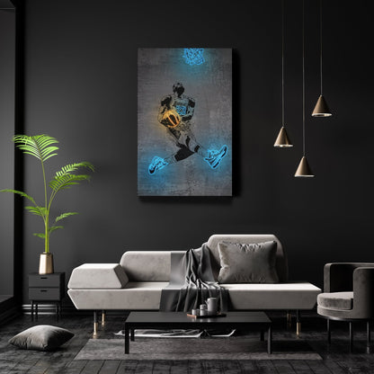 Lebron James Neon Canvas Art | Modern Wall Decor for Lakers Fans