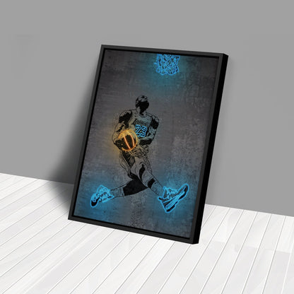 Lebron James Neon Canvas Art | Modern Wall Decor for Lakers Fans