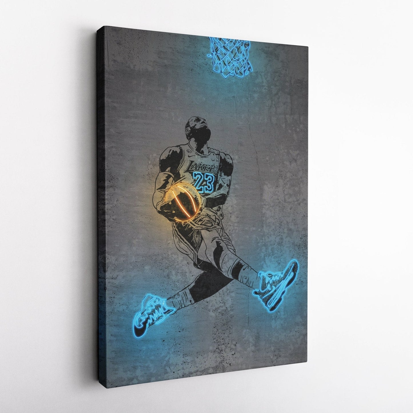 Lebron James Neon Canvas Art | Modern Wall Decor for Lakers Fans