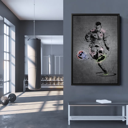 Lionel Messi Neon Canvas Art | Modern Wall Decor for Miami Fans