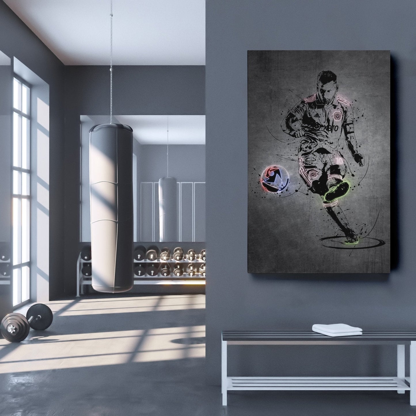 Lionel Messi Neon Canvas Art | Modern Wall Decor for Miami Fans