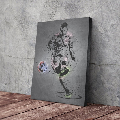 Lionel Messi Neon Canvas Art | Modern Wall Decor for Miami Fans