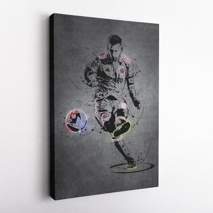 Lionel Messi Neon Canvas Art | Modern Wall Decor for Miami Fans