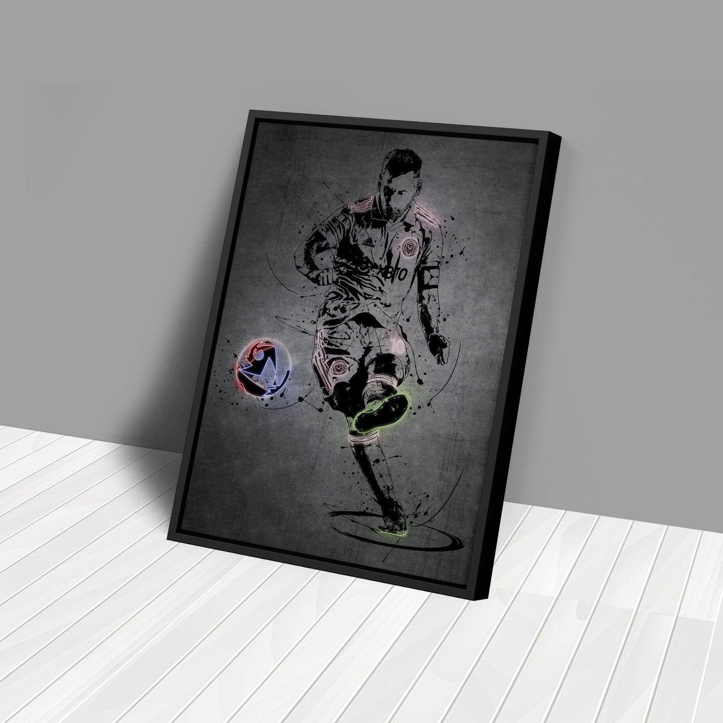 Lionel Messi Neon Canvas Art | Modern Wall Decor for Miami Fans