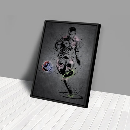 Lionel Messi Neon Canvas Art | Modern Wall Decor for Miami Fans