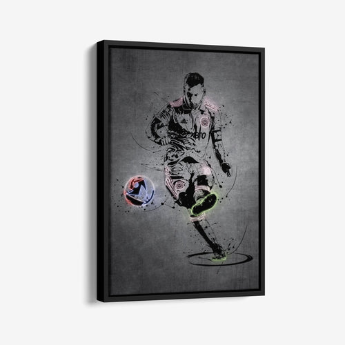 Lionel Messi Neon Canvas Art | Modern Wall Decor for Miami Fans