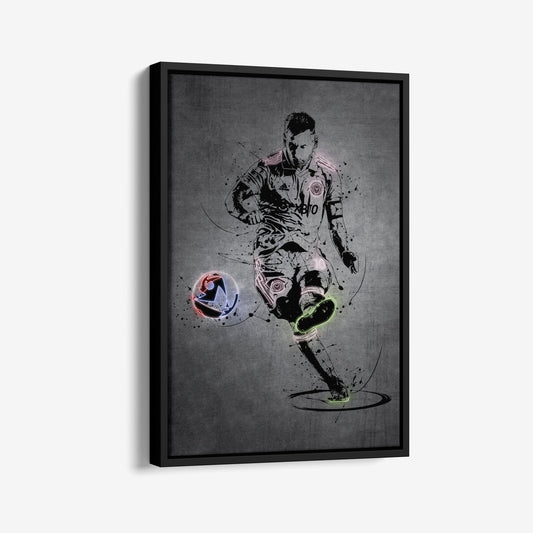 Lionel Messi Neon Canvas Art | Modern Wall Decor for Miami Fans