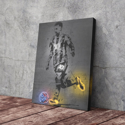 Lionel Messi Neon Canvas Art | Modern Wall Decor for Soccer Fans