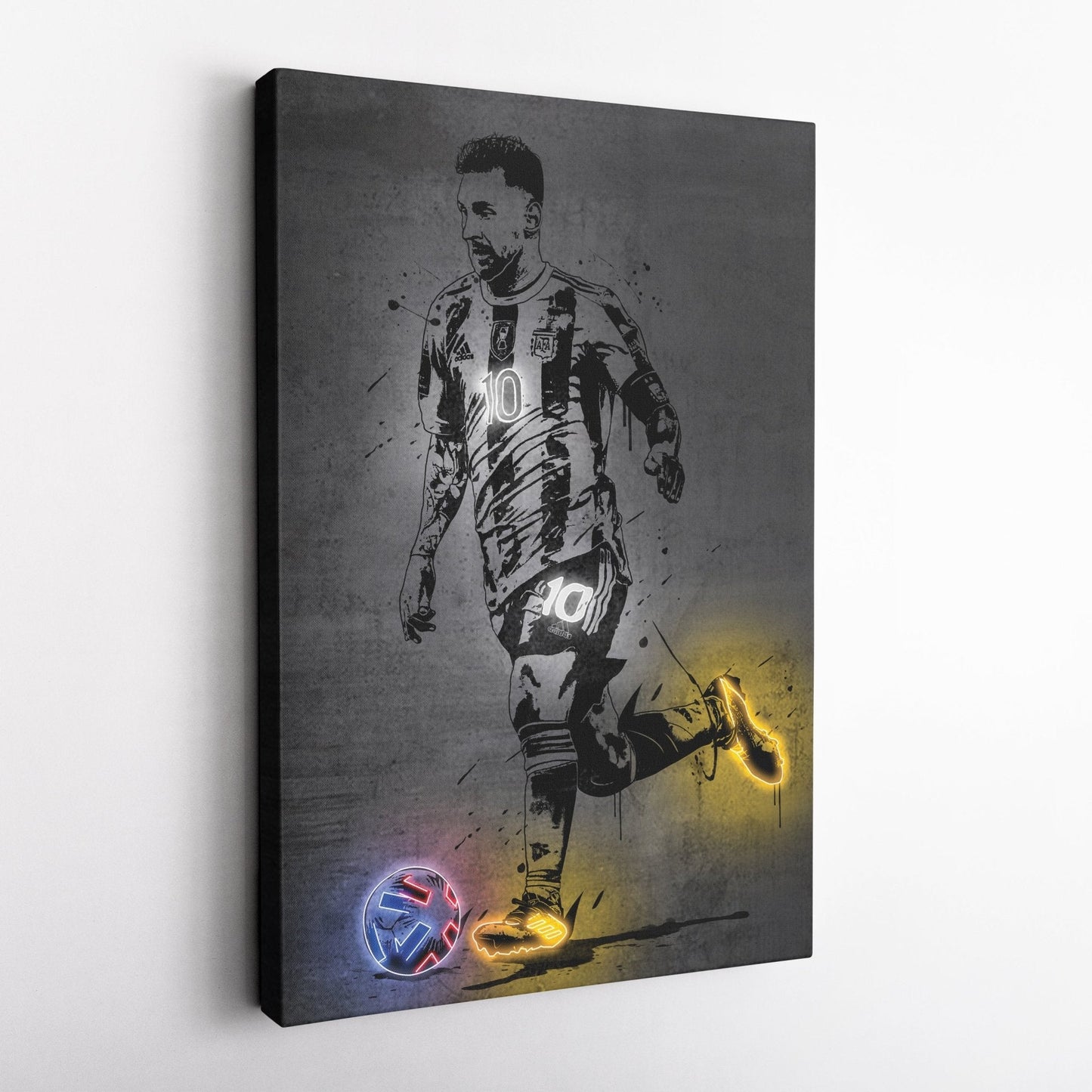 Lionel Messi Neon Canvas Art | Modern Wall Decor for Soccer Fans