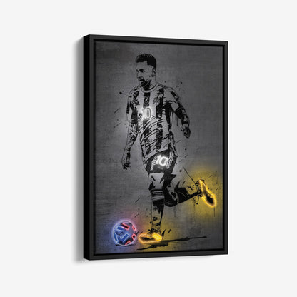 Lionel Messi Neon Canvas Art | Modern Wall Decor for Soccer Fans