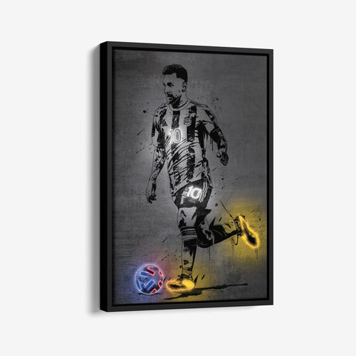 Lionel Messi Neon Canvas Art | Modern Wall Decor for Soccer Fans