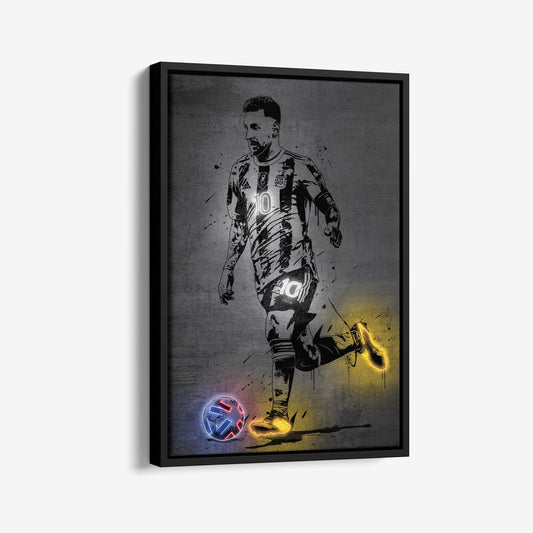Lionel Messi Neon Canvas Art | Modern Wall Decor for Soccer Fans