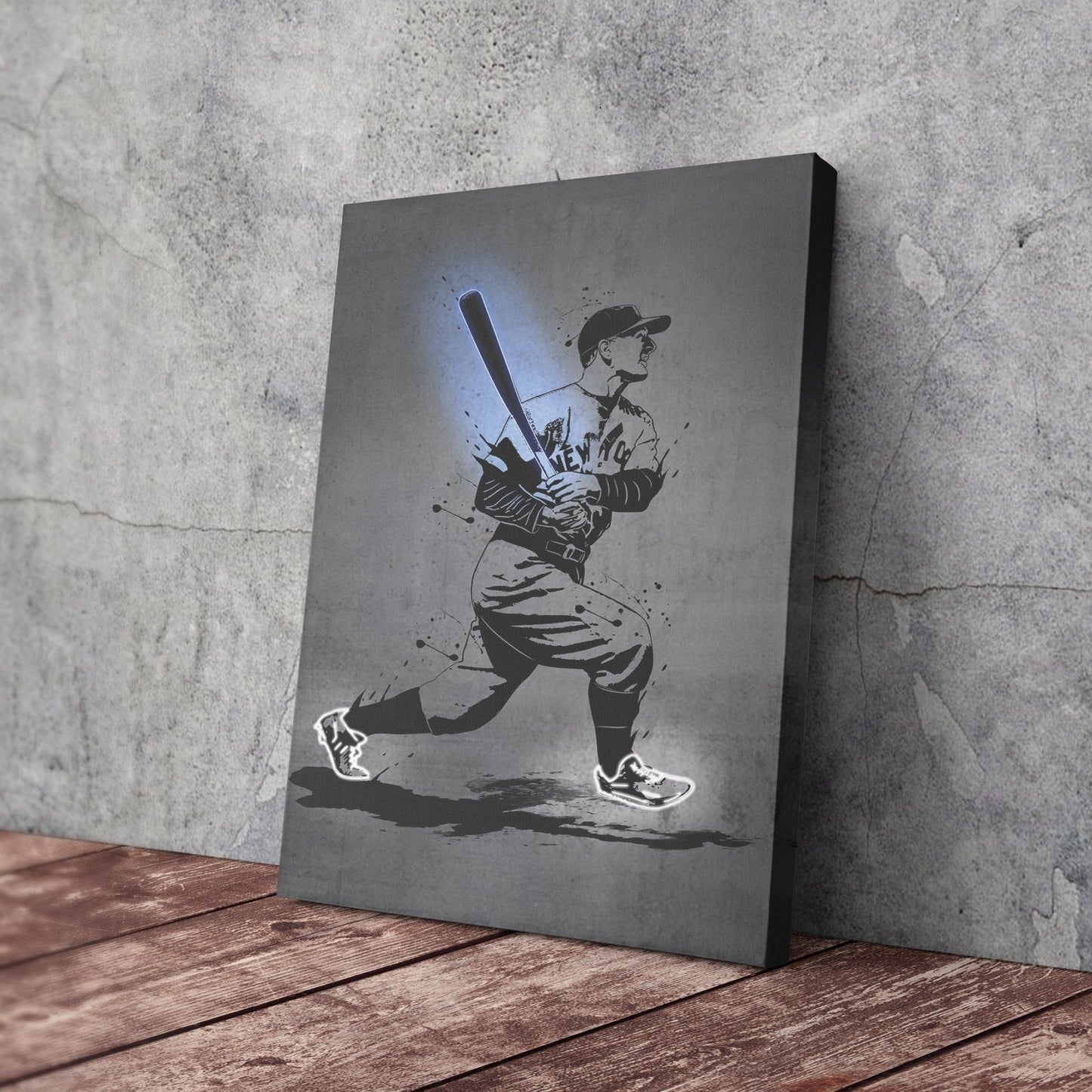 Lou Gehrig Neon Canvas Art | Modern Wall Decor for Yankees Fans