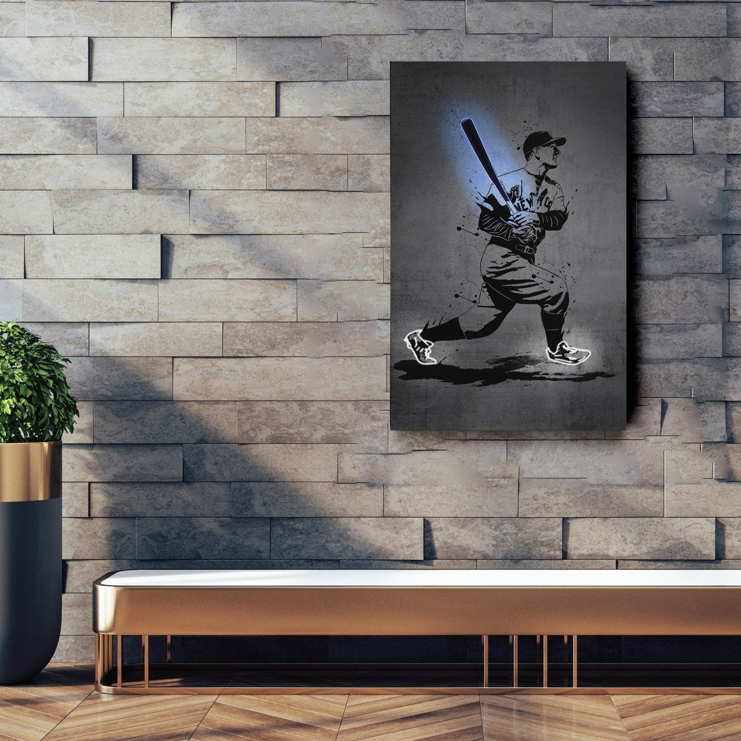 Lou Gehrig Neon Canvas Art | Modern Wall Decor for Yankees Fans
