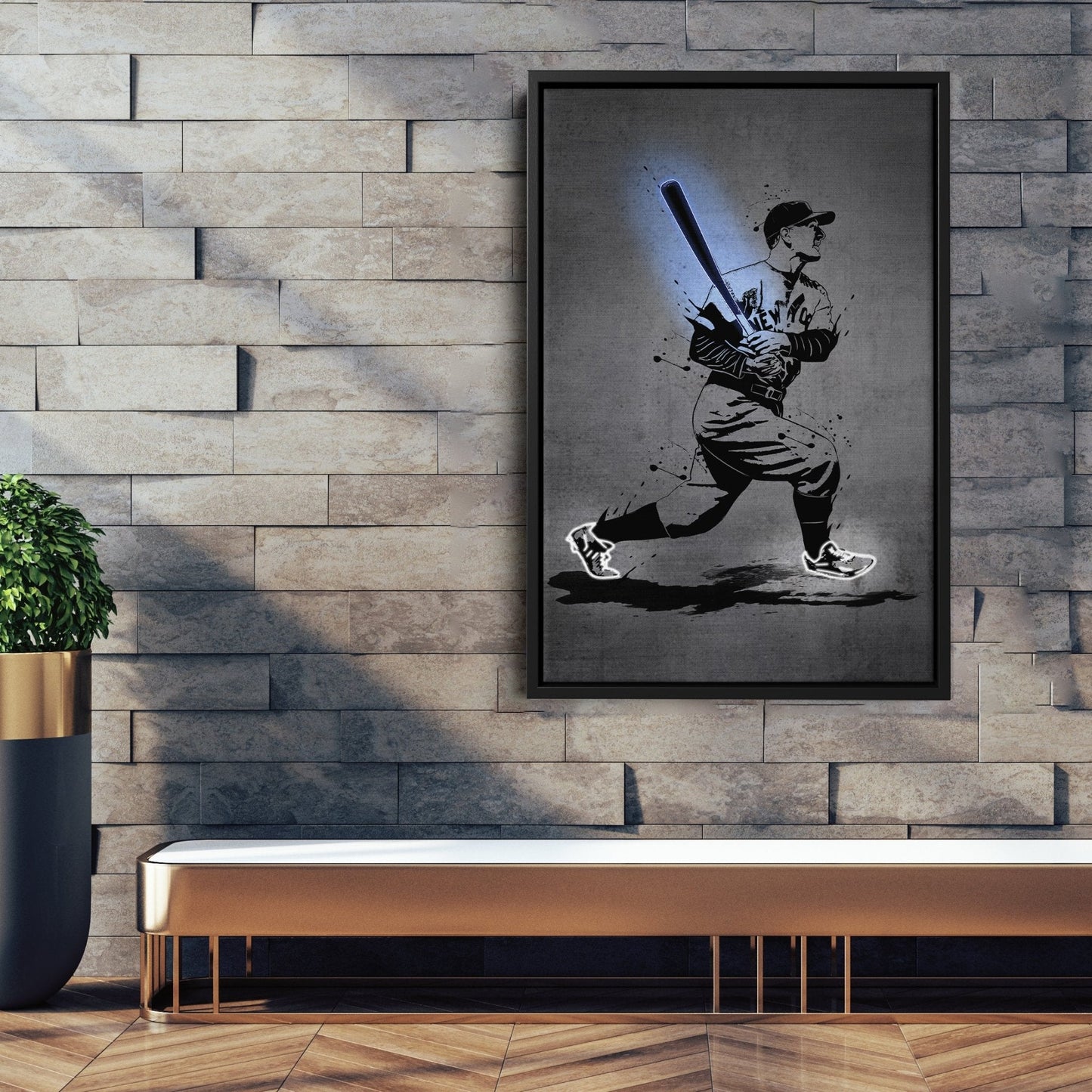 Lou Gehrig Neon Canvas Art | Modern Wall Decor for Yankees Fans