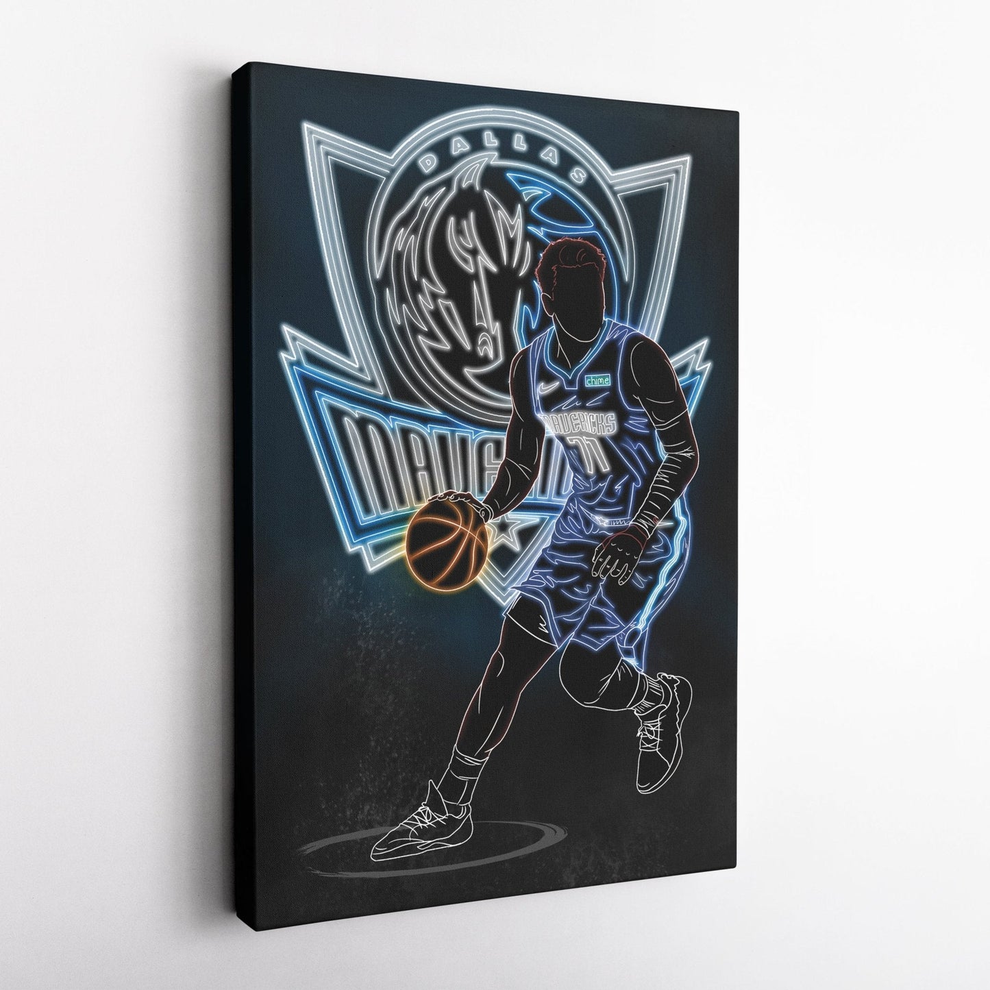 Luka Dončić Neon Canvas Art | Mavericks Wall Decor