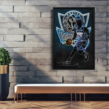Luka Dončić Neon Canvas Art | Mavericks Wall Decor