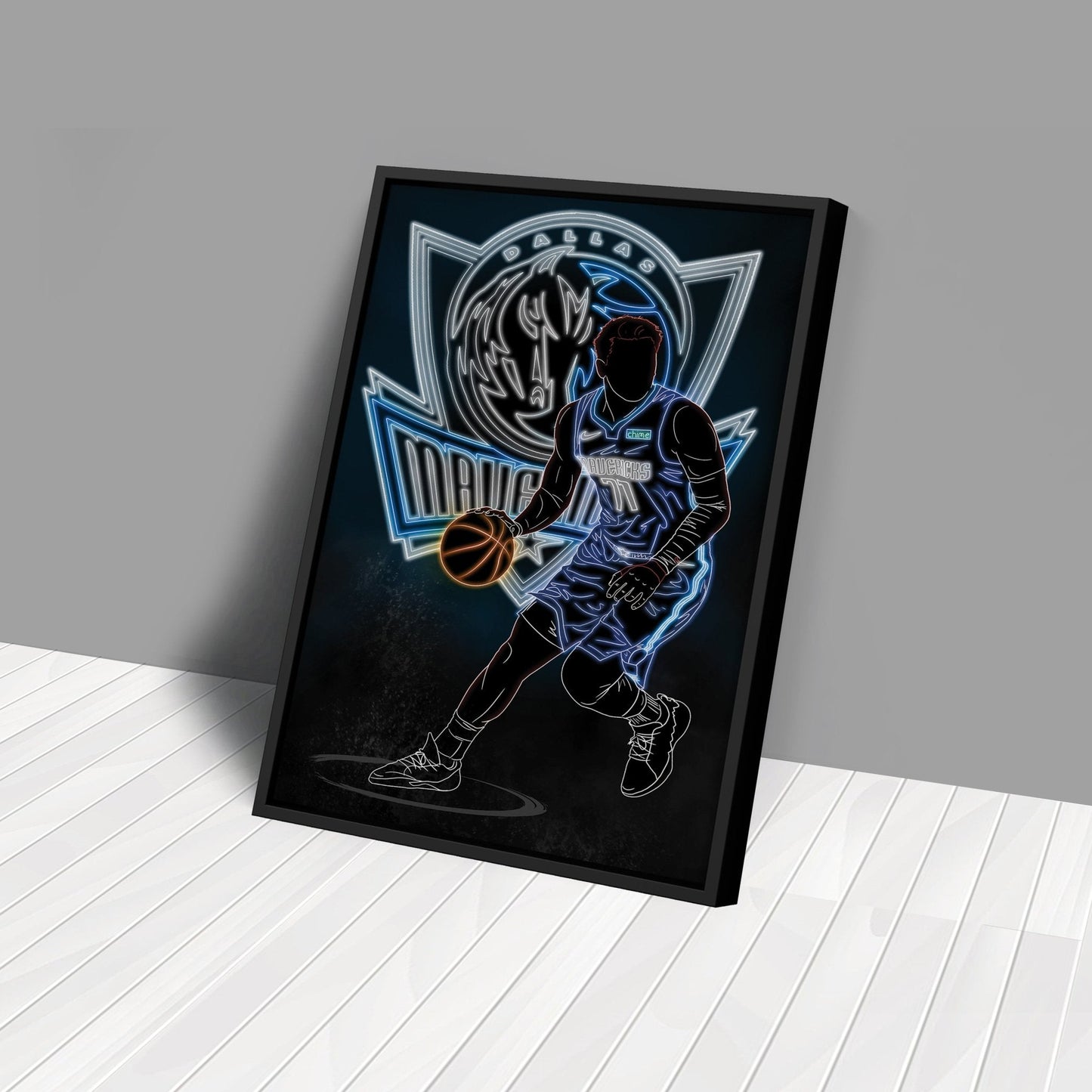 Luka Dončić Neon Canvas Art | Mavericks Wall Decor