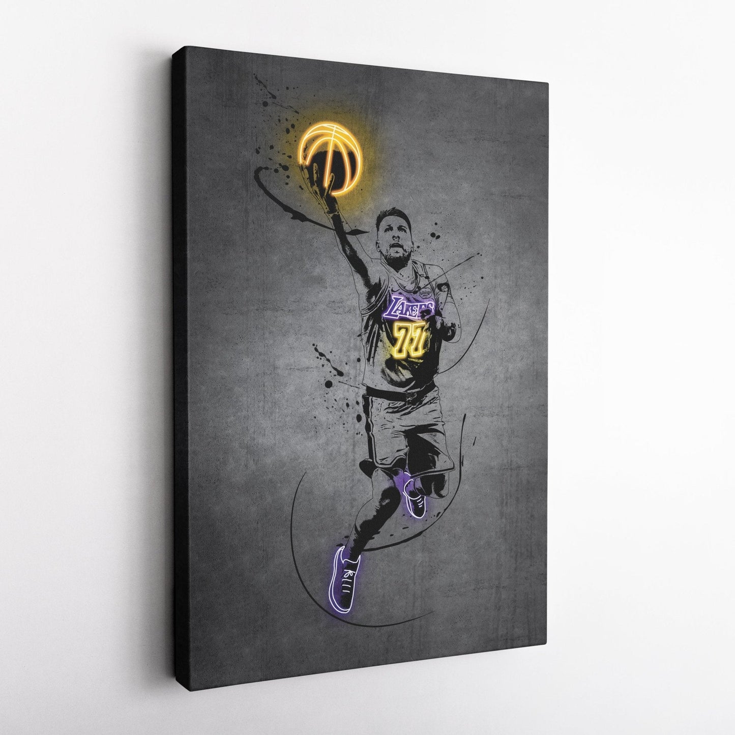 Luka Doncic Neon Canvas Art | Modern Wall Decor for Lakers Fans