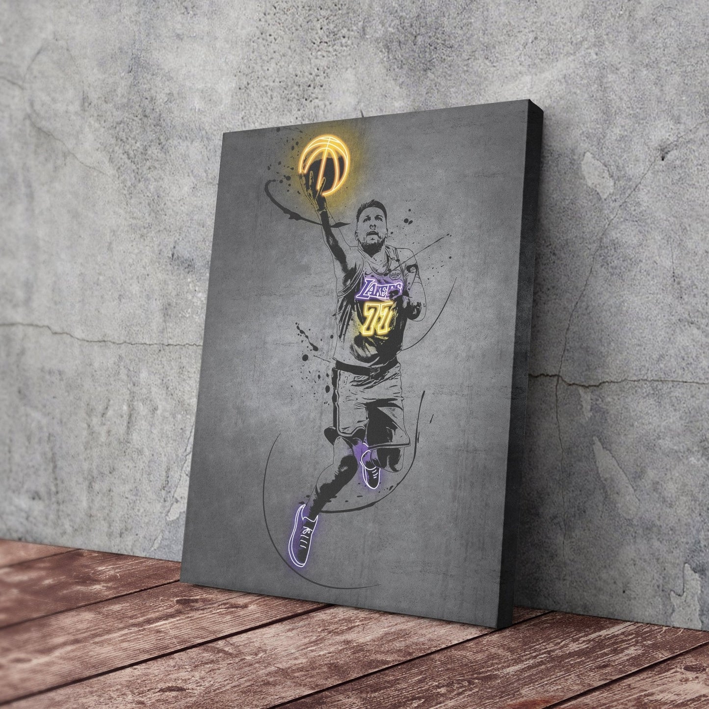 Luka Doncic Neon Canvas Art | Modern Wall Decor for Lakers Fans
