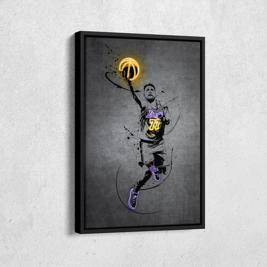 Luka Doncic Neon Canvas Art | Modern Wall Decor for Lakers Fans