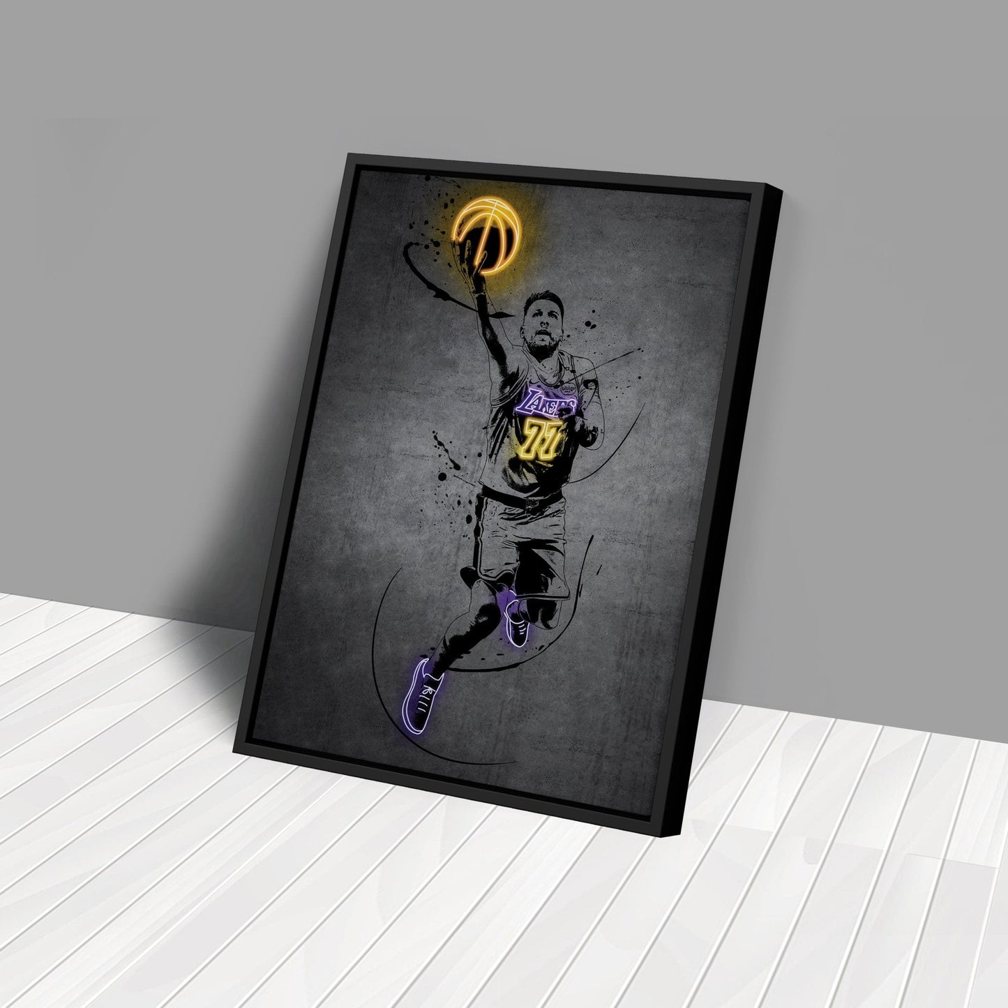 Luka Doncic Neon Canvas Art | Modern Wall Decor for Lakers Fans