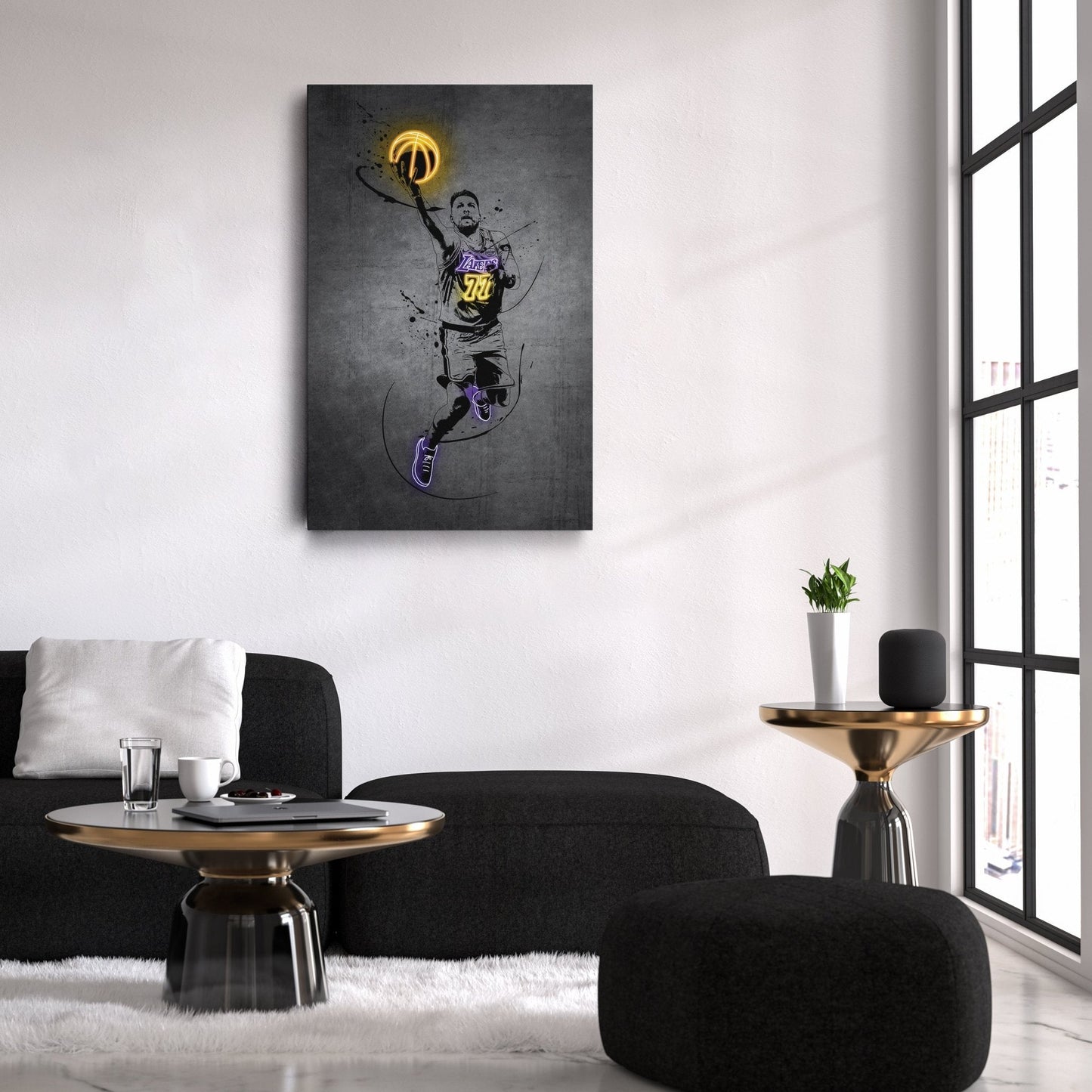 Luka Doncic Neon Canvas Art | Modern Wall Decor for Lakers Fans
