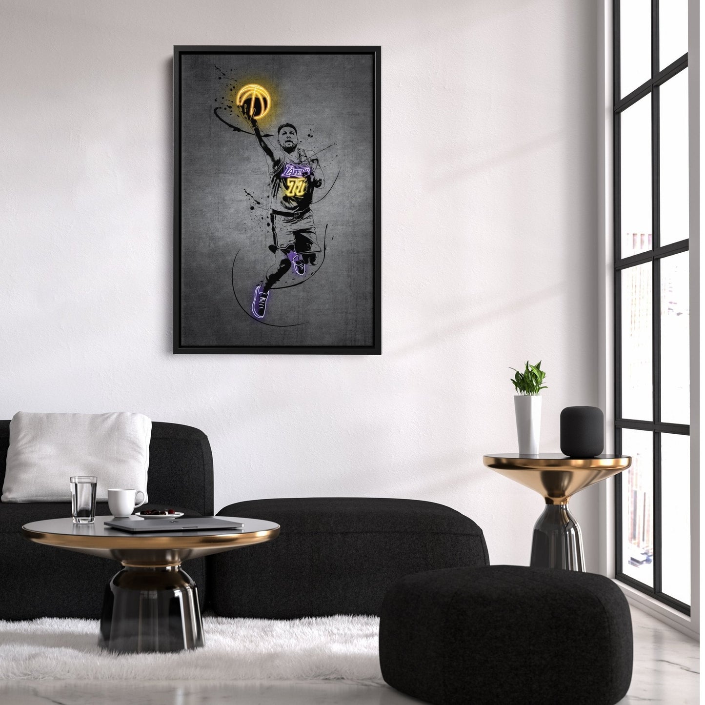 Luka Doncic Neon Canvas Art | Modern Wall Decor for Lakers Fans