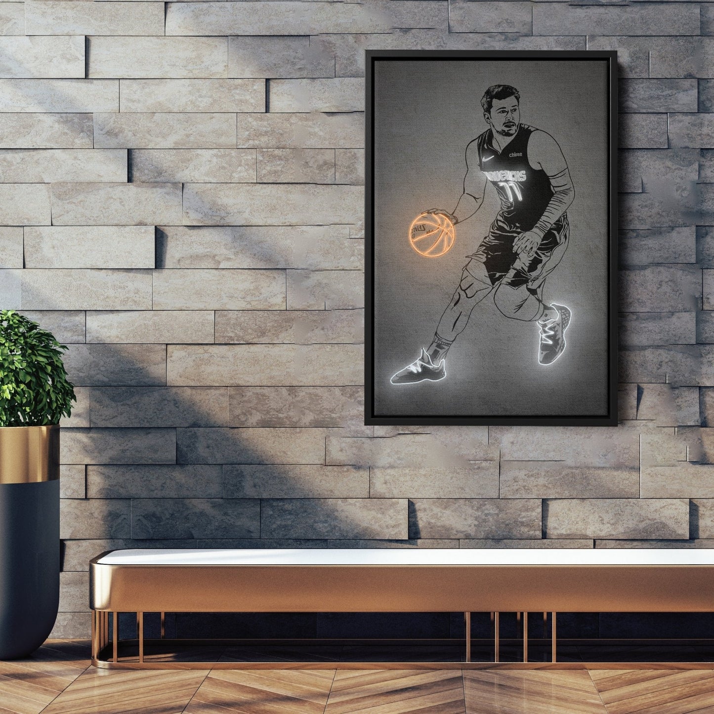 Luka Doncic Neon Canvas Art | Modern Wall Decor for Mavericks Fans