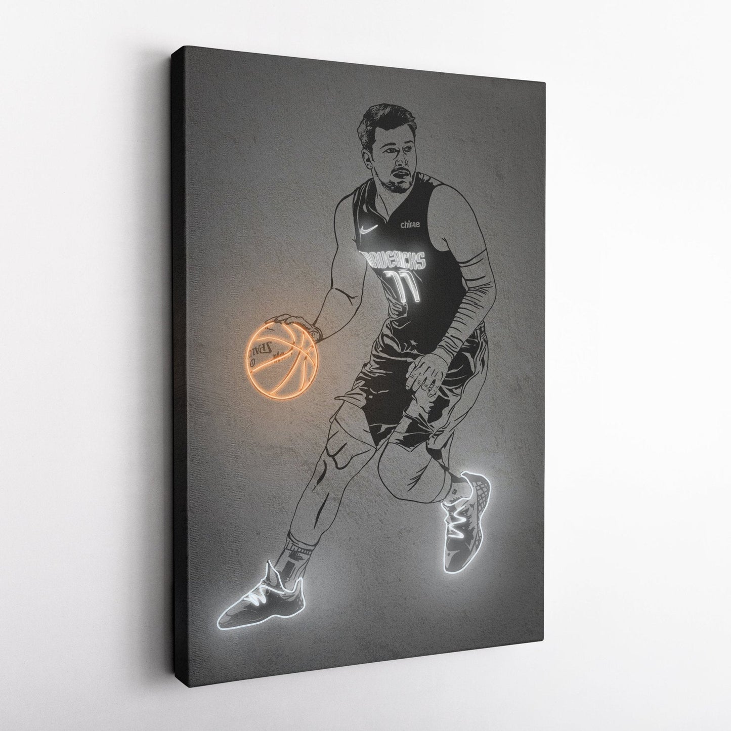 Luka Doncic Neon Canvas Art | Modern Wall Decor for Mavericks Fans