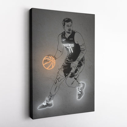 Luka Doncic Neon Canvas Art | Modern Wall Decor for Mavericks Fans
