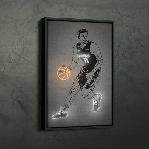 Luka Doncic Neon Canvas Art | Modern Wall Decor for Mavericks Fans