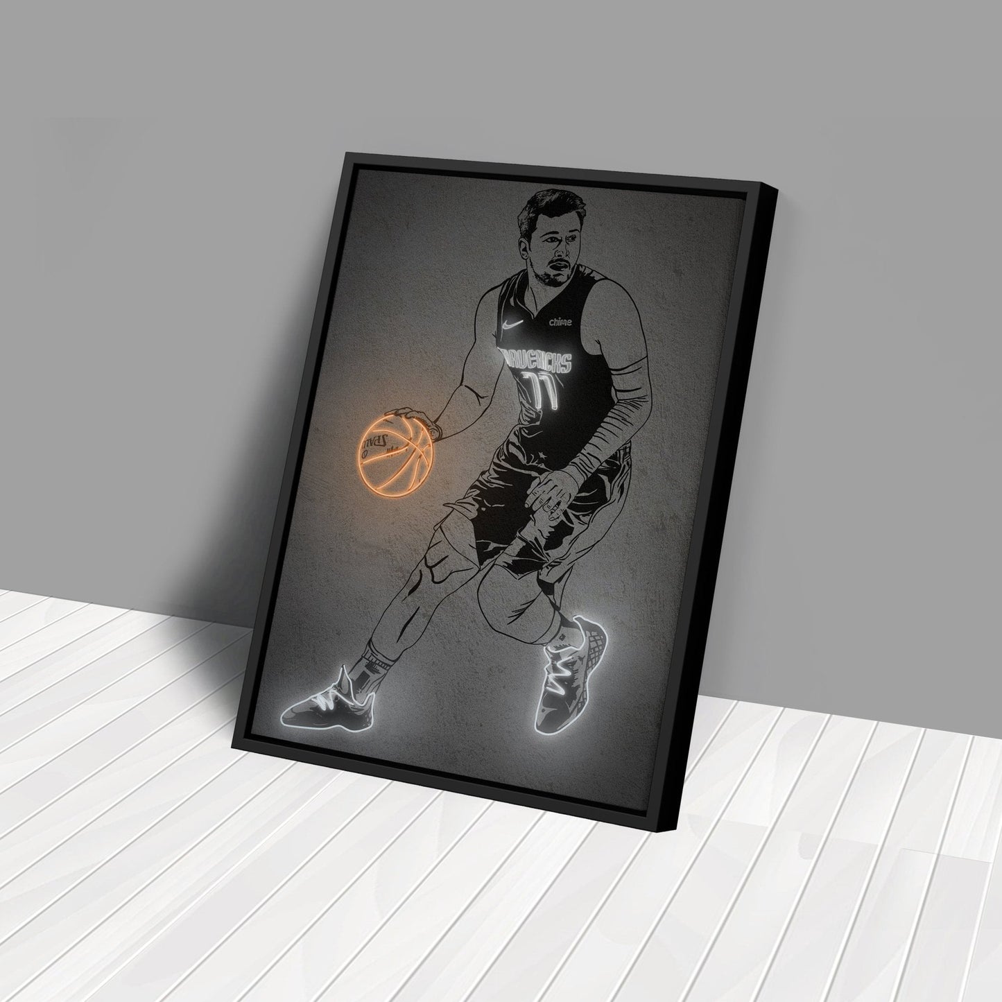Luka Doncic Neon Canvas Art | Modern Wall Decor for Mavericks Fans