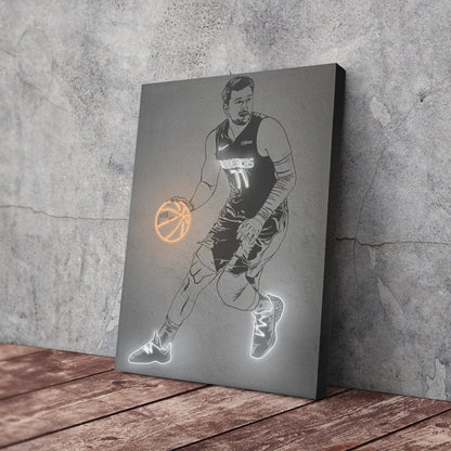 Luka Doncic Neon Canvas Art | Modern Wall Decor for Mavericks Fans