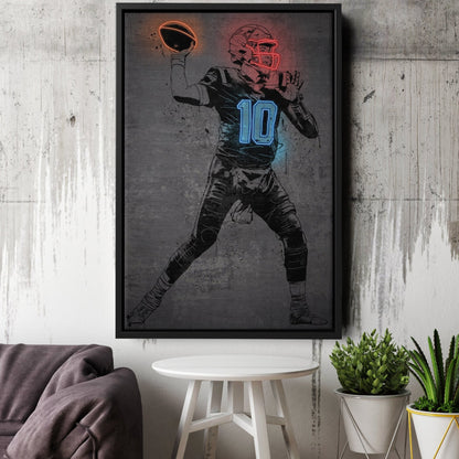 Mac Jones Neon Canvas Art | Modern Wall Decor for Patriots Fans