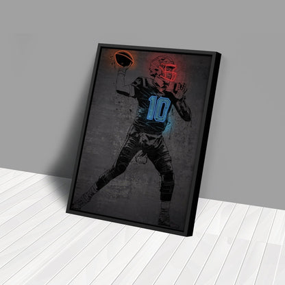 Mac Jones Neon Canvas Art | Modern Wall Decor for Patriots Fans