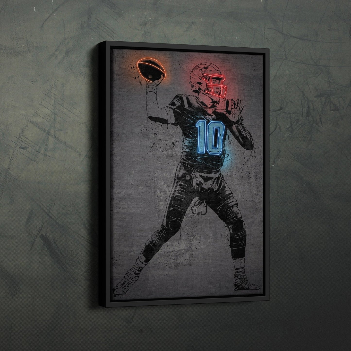 Mac Jones Neon Canvas Art | Modern Wall Decor for Patriots Fans