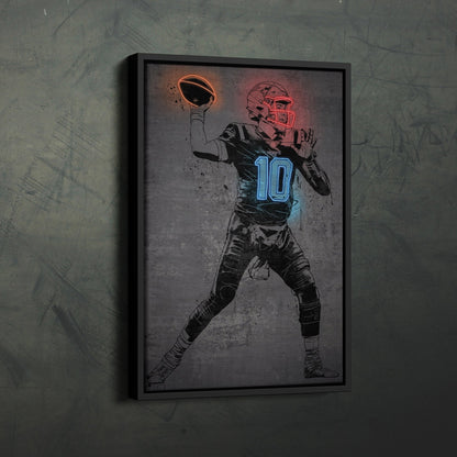 Mac Jones Neon Canvas Art | Modern Wall Decor for Patriots Fans