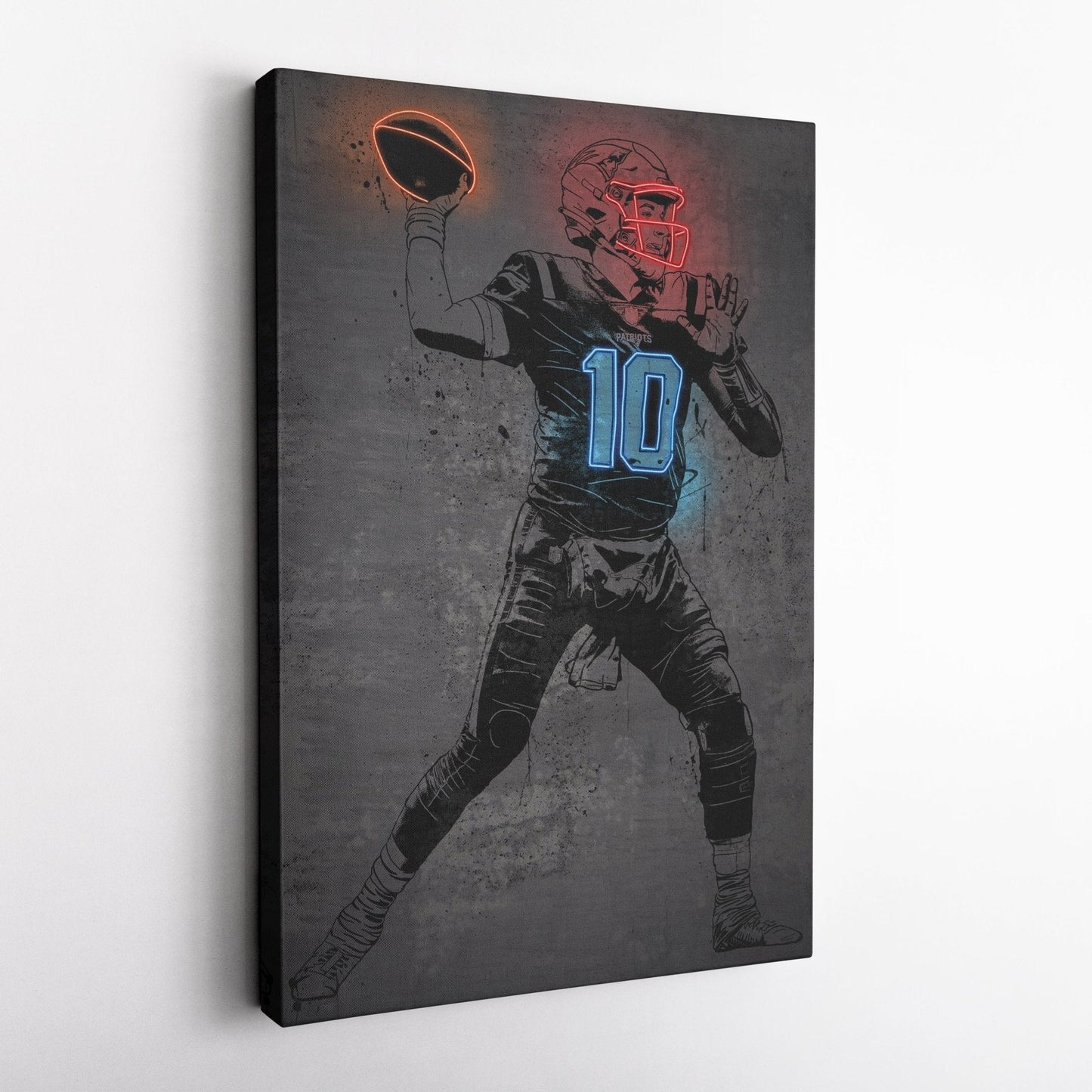 Mac Jones Neon Canvas Art | Modern Wall Decor for Patriots Fans