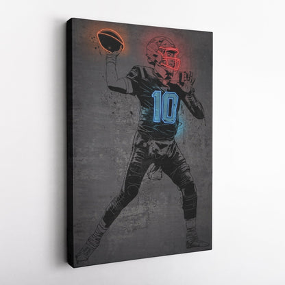 Mac Jones Neon Canvas Art | Modern Wall Decor for Patriots Fans