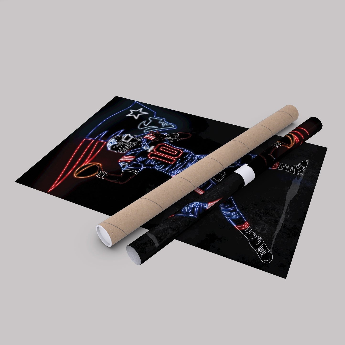 Mac Jones Neon Canvas Art | Patriots Wall Decor