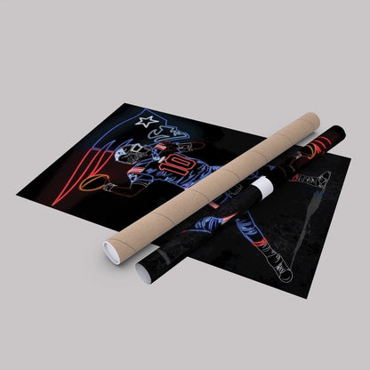 Mac Jones Neon Canvas Art | Patriots Wall Decor