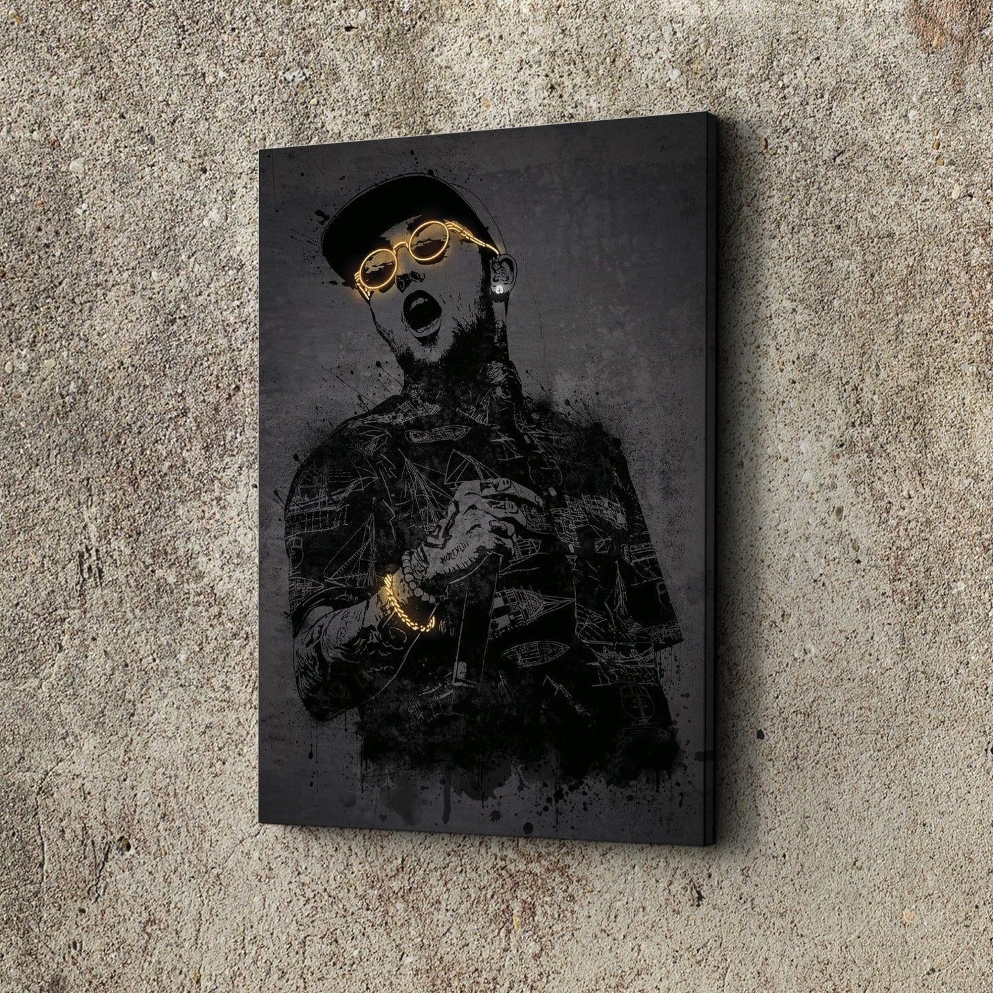Mac Miller Neon Canvas Art | Music Wall Decor