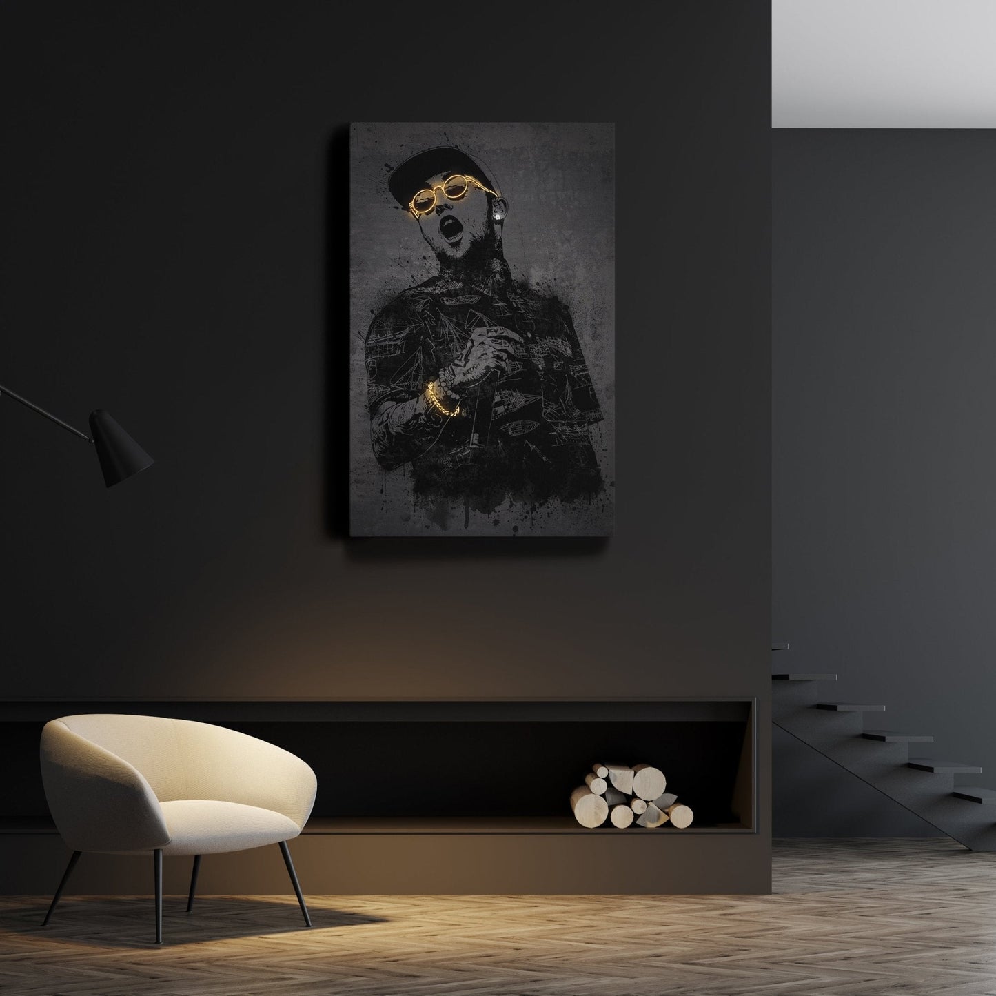Mac Miller Neon Canvas Art | Music Wall Decor