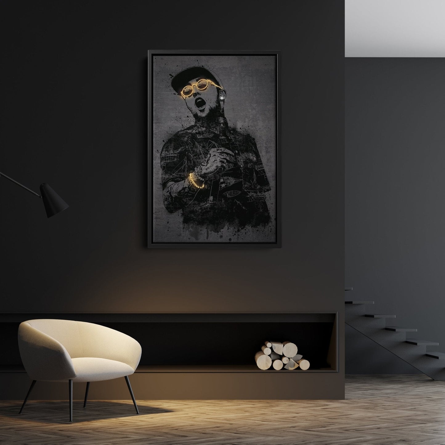 Mac Miller Neon Canvas Art | Music Wall Decor