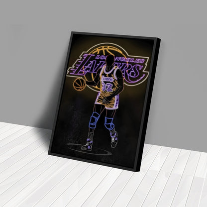 Magic Johnson Neon Canvas Art | Lakers Wall Decor