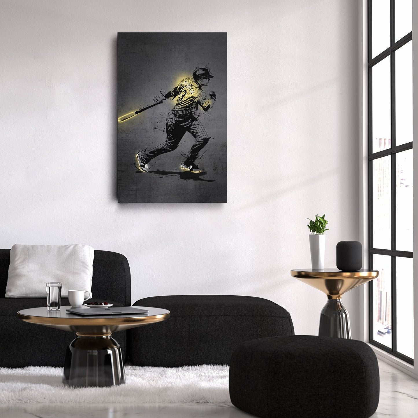 Manny Machado Neon Canvas Art | Modern Wall Decor for Padres Fans